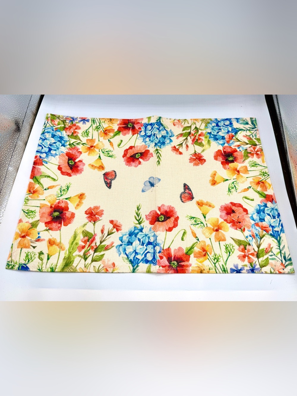 4 New Watercolor Wildflowers & Butterfly Table Placemats 12x18